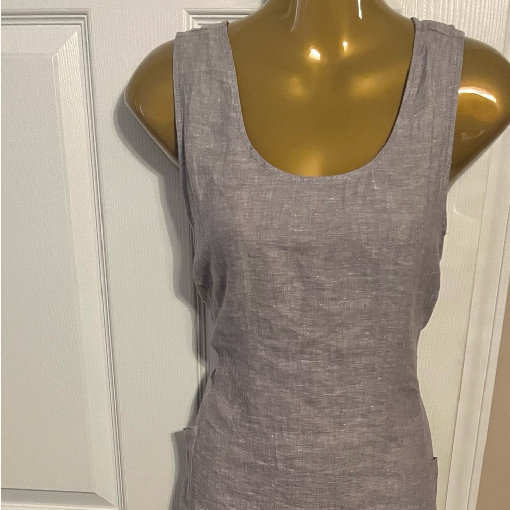 Linen grey dress with pockets